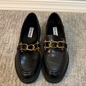 Steve Madden Black Loafers with Gold Accent